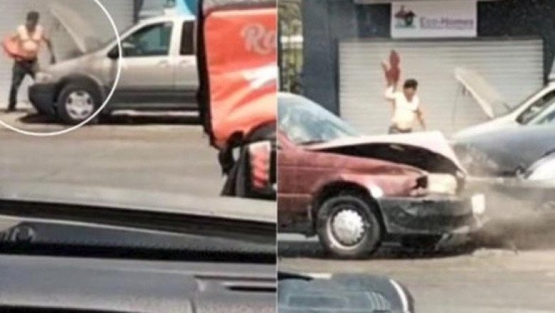 ¡Por andar en el chisme! Chocan vehículos por mirar incendio de automóvil