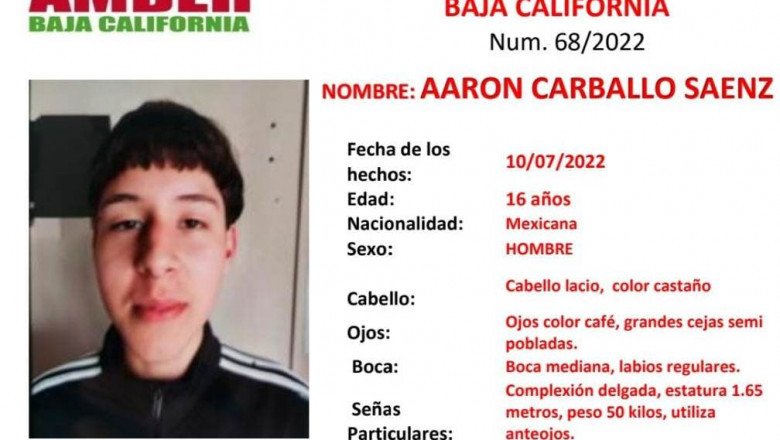 Familiares buscan al joven Aarón Carballo de 16 años de edad