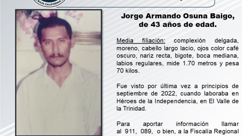Se busca a Jorge Armando de 43 años