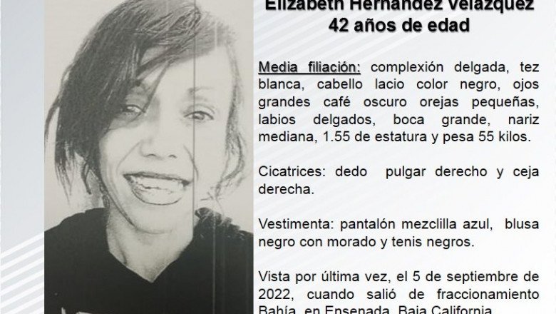Buscan a Elizabeth Hernández de 42 años de edad