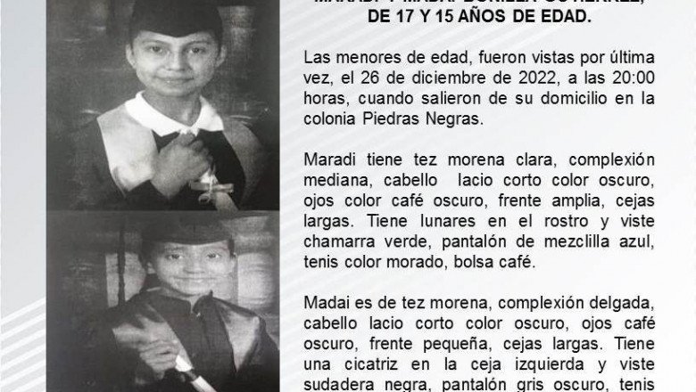 Familiares buscan a las hermanas Maradi y Madai