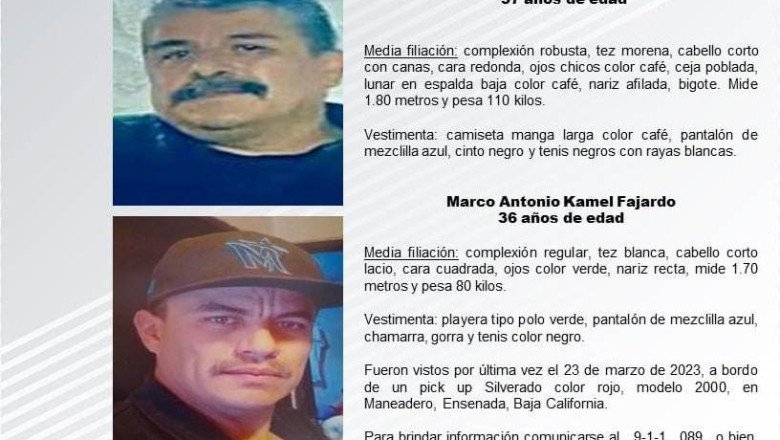 Activa FGE pesquisa para localizar a dos hombres