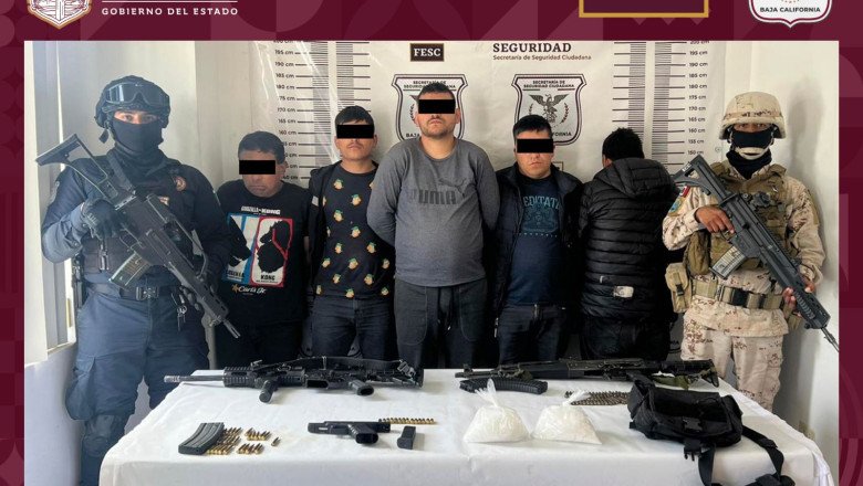 Detiene FESC a 5 personas con diversas armar y con drogas