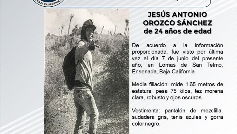 Buscan a Jesús Antonio Orozco Sánchez, de 24 años de edad