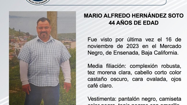 Activan pesquisa para localizar a Alfredo Hernández de 44 años