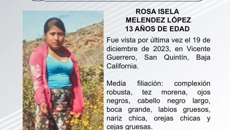 Buscan a Rosa Isela Melendez López, de 13 años