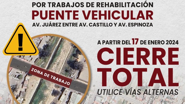 Este 17 de enero inician trabajos en puente de la avenida Juárez