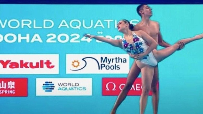 Trini Meza y Diego Villalobos destacan en natación artística mixta en Doha