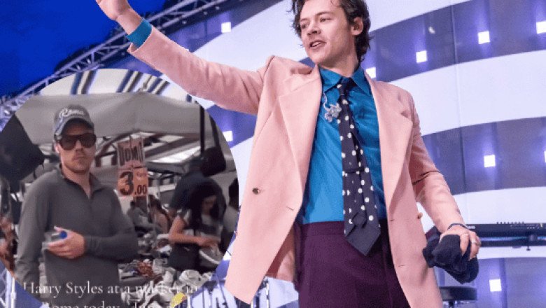 Harry Styles es visto en un tianguis de segunda mano en Roma, ¿regateó? (VIDEO)