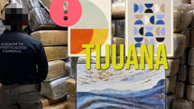 Decomisan droga oculta en cuadros decorativos en Tijuana