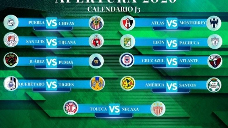 Calendario de partidos de la J3 del Apertura 2026