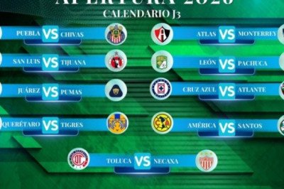 Calendario de partidos de la J3 del Apertura 2026