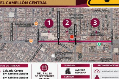 Gobierno de Ensenada informa sobre otro cierre de un carril de avenida Reforma
